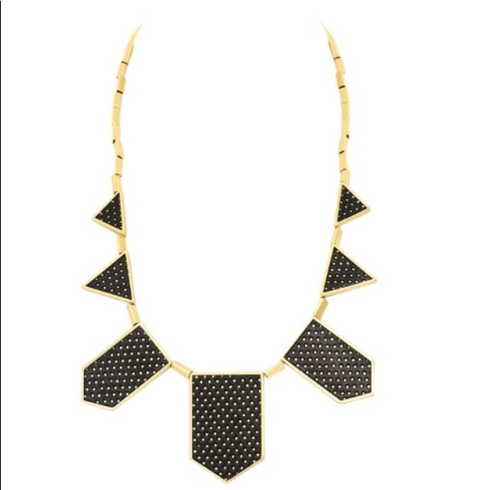 House of Harlow Black and Gold Station Necklace